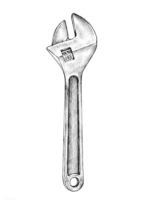 Hand Drawn Adjustable Wrench Illustration Free Image By Rawpixel