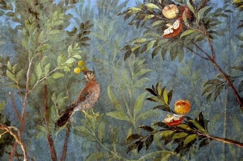 Detail The Painted Garden Of The Villa Of Livia Wall Frescoes Villa