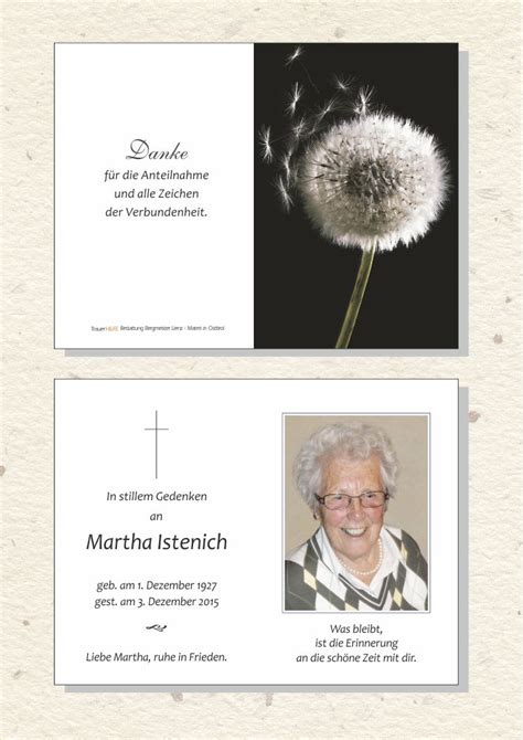 Andenkbild Martha Istenich Trauer Link