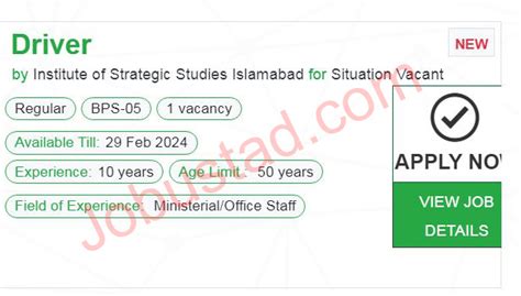 Latest Drivers Jobs In Islamabad February Advertisement