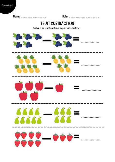 Subtraction Worksheet With Pictures Dewwool