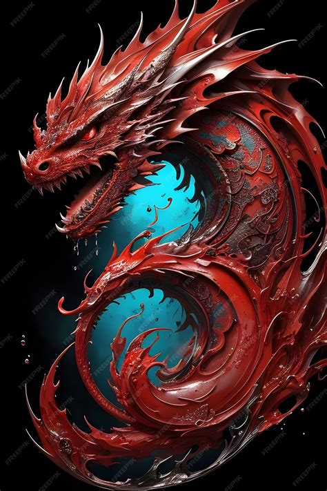 Premium AI Image | Painting art of Red Chinese Dragon