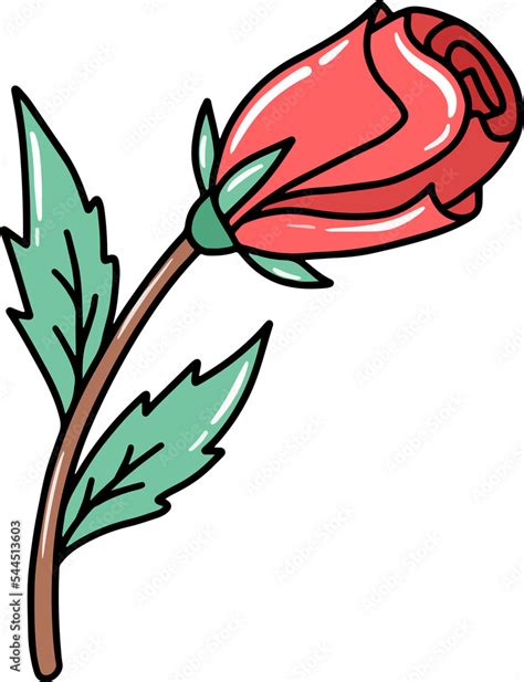 Red Rose Flower Clip Art Illustration Stock Illustration | Adobe Stock