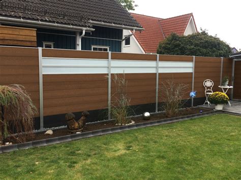 WPC Zaun Sichtschutzzaun Paneele Gartenzaun Steckzaun Redwood Braun 180