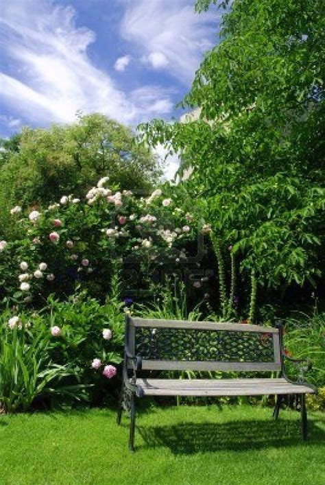 Image Detail For Beautiful Peaceful Garden With A Bench Surrounded By