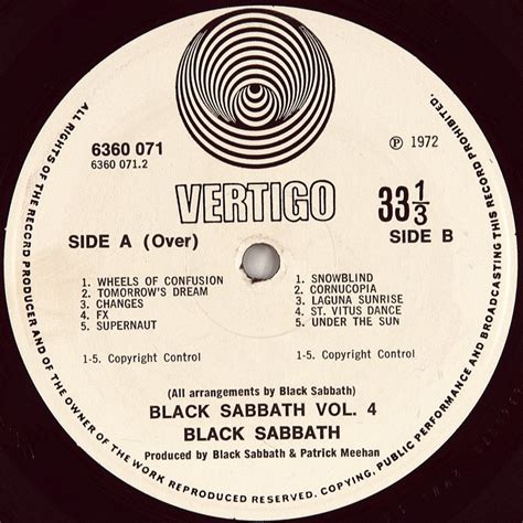 Black Sabbath Black Sabbath Vol 4 Swirl 1972 ПЕРВЫЙ ПРЕСС Uk Vertigo