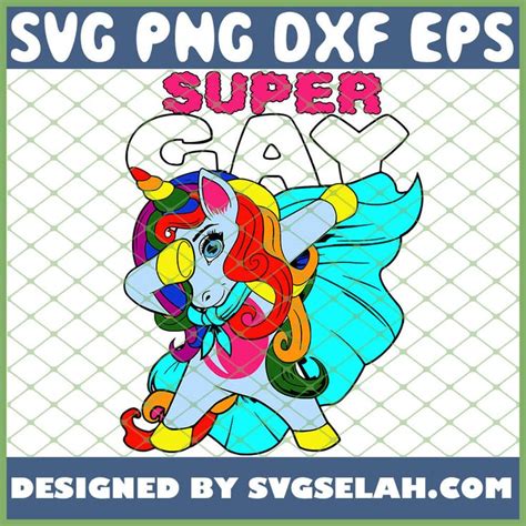 Super Gay Dabbing Unicorn Lgbt Flag Gay Pride Parade SVG PNG DXF EPS