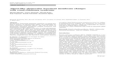 Alport Like Glomerular Basement Membrane Changes With Renal Coloboma