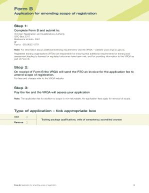 Fillable Online Vrqa Vic Gov Form B Application For Amending Scope Of