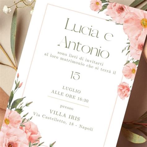 Invito Digitale Matrimonio Pink Peony Inviti Stampabili