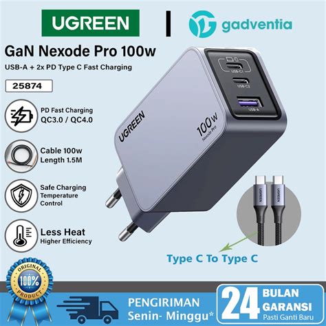 Jual Ugreen Adaptor Kepala Charger Set Mini Nexode Pro Gan Usb C