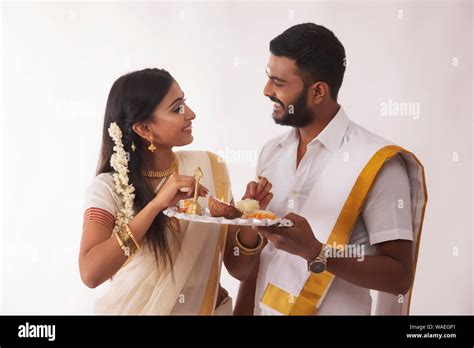 South Indian Couple Celebrating Onam Stock Photo Alamy