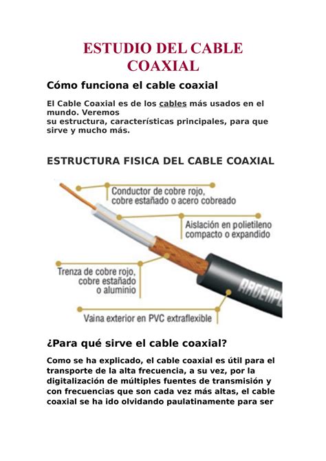 Cable Coaxial y cable par trenzado ESTUDIO DEL CABLE COAXIAL Cómo