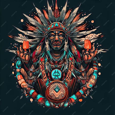 Premium Vector | Tribal spirits shaman tshirt illustration amidst ...