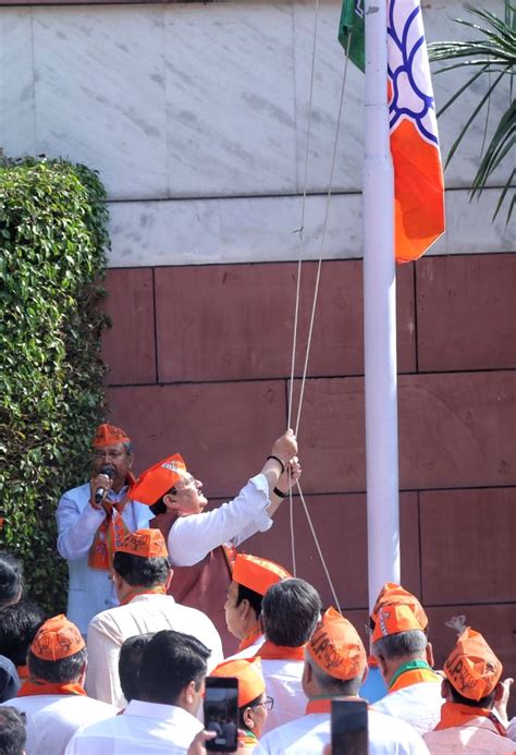 Bjp National President Jp Nadda Hoists The National Flag