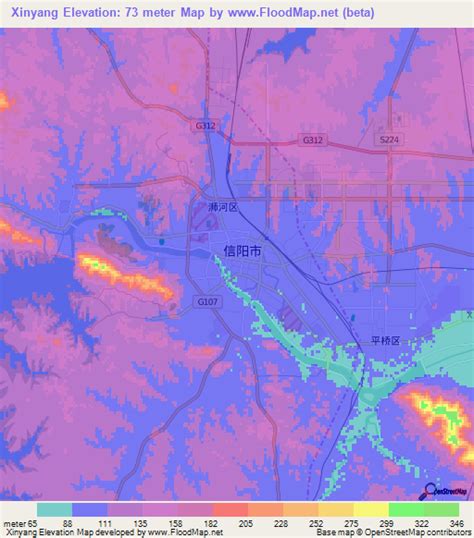 Elevation Of Xinyangchina Elevation Map Topography Contour