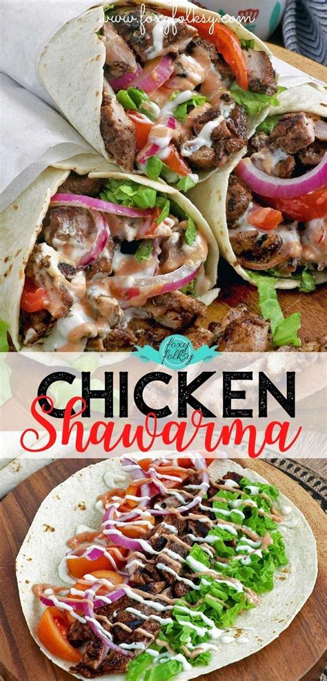 Homemade Chicken Shawarma With Yogurt Garlic Sauce Foxy Folksy Recipe Chicken Shawarma