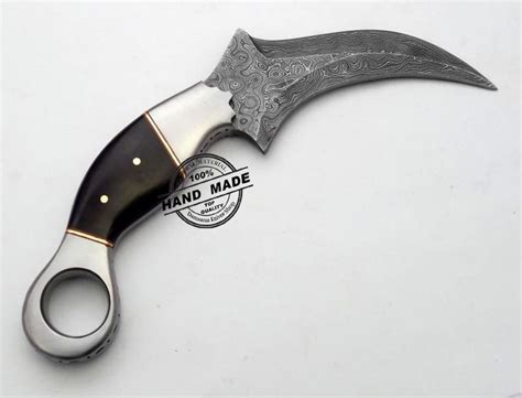 Damascus Karambit Hunting Double Edge Custom Handmade Damascus