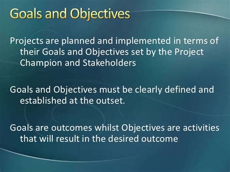 project goals and objectives