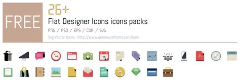 26 Flat Designer Icons Svg Animations Packs Free Downloads