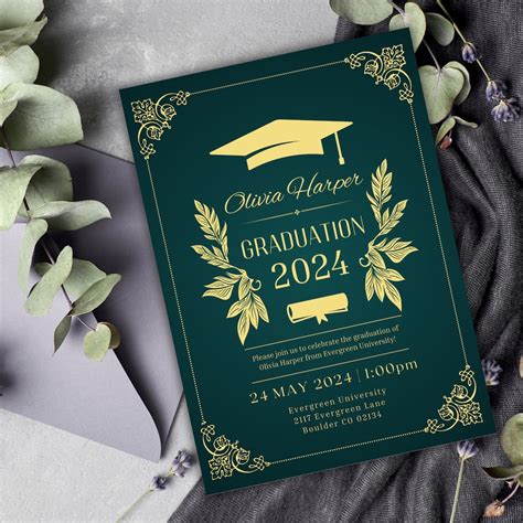 College Graduation Invitation, Graduation Invitation Template, High ...