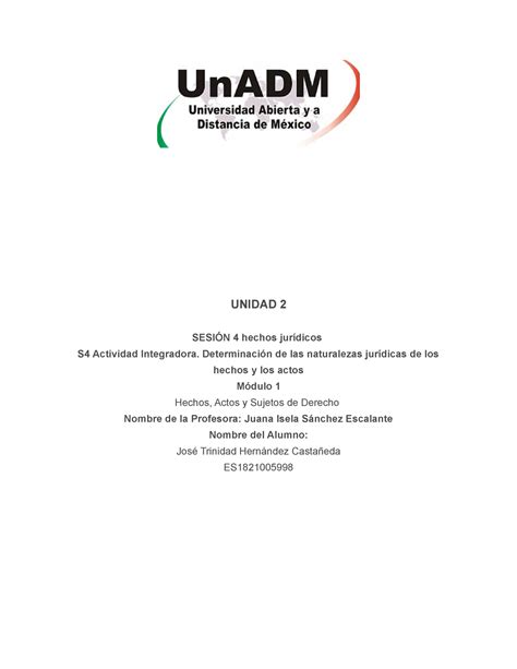 M1 U2 S4 JOHC actividades completas del modulo señalado UNIDAD 2