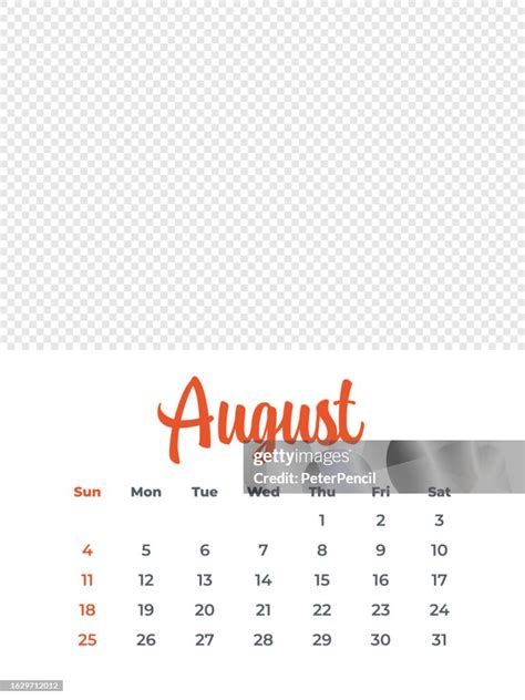 August 2024 Calendar With Place For Photo Or Illustration Calendar