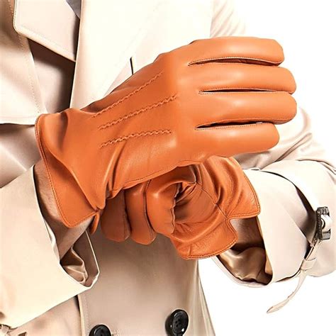 Mggm Collection Mens Nappa Lambskin Leather Gloves100 Cashmere Liningtansmall Amazonde