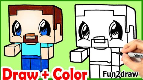 How To Draw Steve Minecraft Cute Easy Color Step By Step Fun2draw