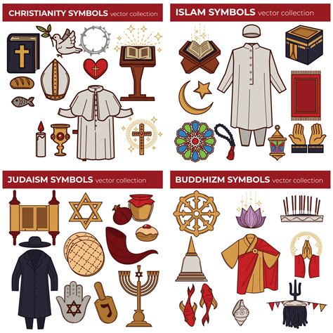 Weltreligionen Symbole Christentum Und Islam Judentum Und Buddhismus