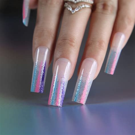 Clear Glitter Acrylic Nails