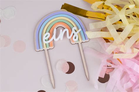 Cake Topper Eins Regenbogen Project Bow