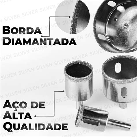 Jogo Brocas Diamantadas Serra Copo Vidro Granito Ceramica Porcelanto