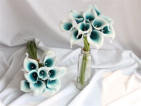 Oasis Teal Calla Lily Bouquet 10 Real Touch Calla Lilies For Diy