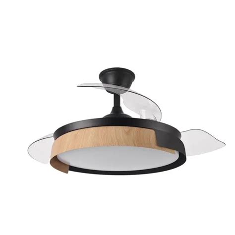 Ventilador De Teto Led Preto Faia W Metal Abs Policarbonato