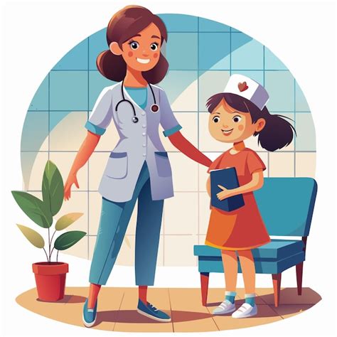 Premium Vector Cartoon Female Nurse Patient Girl Doctor Team Vector