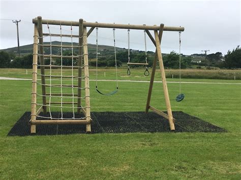 Double Swing Frame with Climbing Frame Extension Combination - Cornish Timber Products