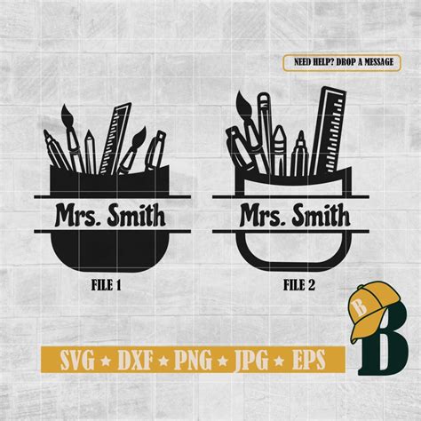 School Supplies Svg Teacher Svg Teacher Split Monogram Svg Etsy