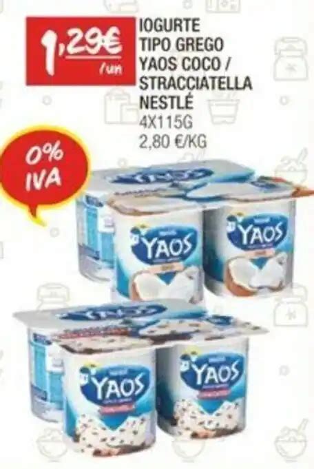 Promoção IOGURTE TIPO GREGO YAOS COCO STRACCIATELLA NESTLÉ 4X115G em Spar