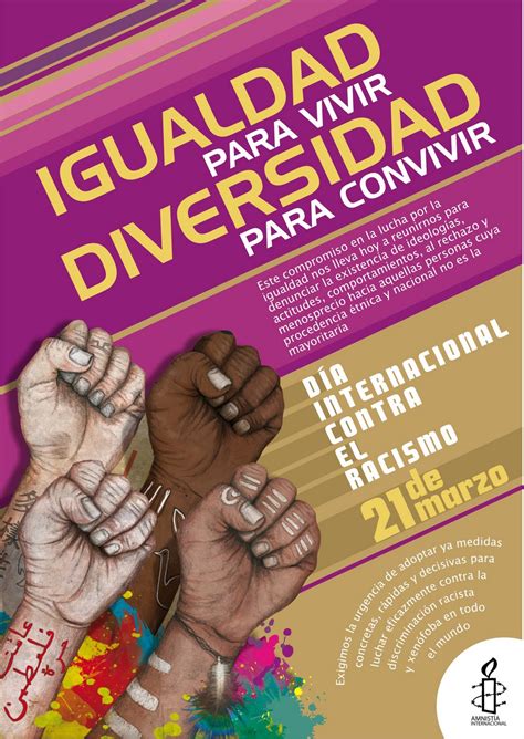 Afiche Día Internacional Contra El Racismo Portafolio De Trabajos