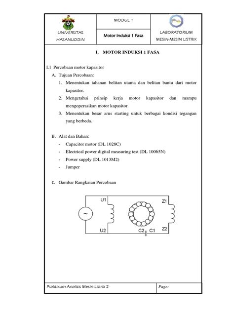 Modul 1 Motor Induksi 1 Fasa Pdf