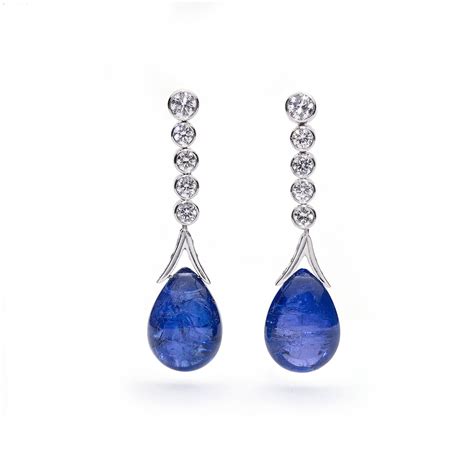 Tanzanite & Diamond Drop Earrings by Julia Lloyd George