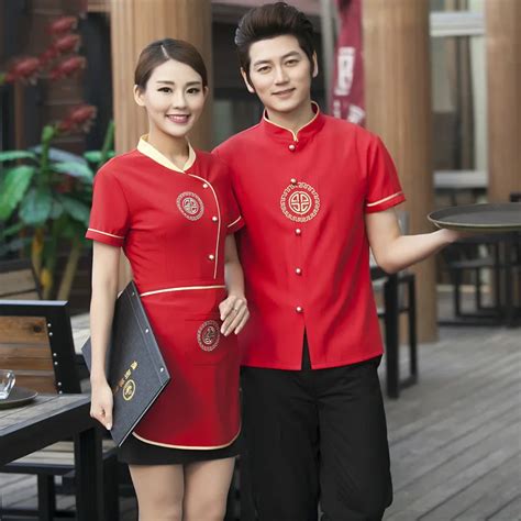 Waitress Workwear Women Men Hotel Restaurant Summer Waiter Uniforms Short Sleeve Fast Food