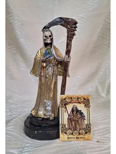 Santa Muerte Dorada Atrayente De Riqueza Cm Oraci N Meses Sin