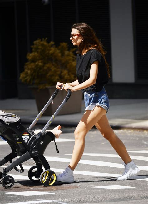 Emily Ratajkowski In Denim Shorts Out With Her Son In New York 0904