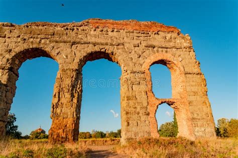 Detail Of Architecture Of Roman Aqueducts Rome Italy Stock Photo