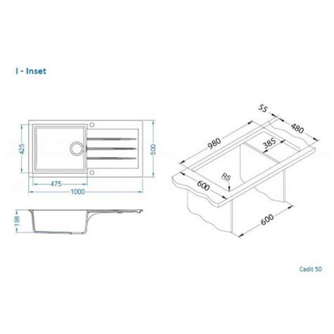 Granital Pomivalno Korito Alveus Cadit 50 G11 Arctic 1000x500 Mm