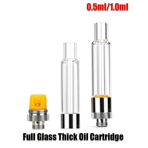 Atomizers Full Glass Vape Cartridge 0 5ml 1 0ml Vaporizer Carts For Thick Oil Bottom Refilling