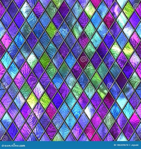 Stained Glass Seamless Texture With Geometric Pattern For Window Colored Glass 3d Illustration