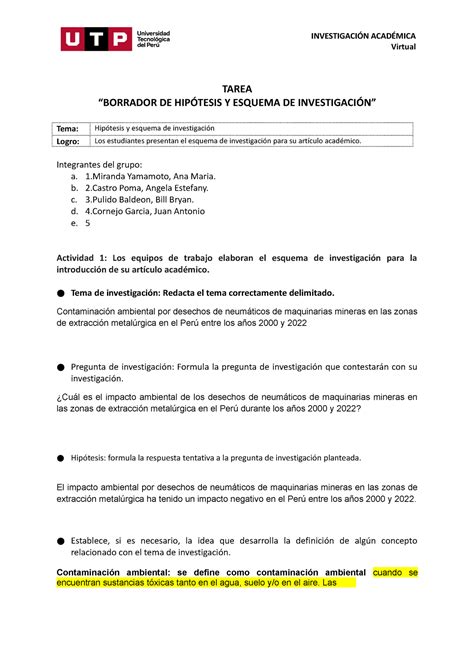 S9 Tarea Borrador de hipótesis y esquema de investigación TAREA